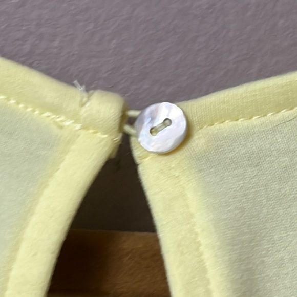 Express romper butter yellow elastic waist V-neck keyhole button neck size Med. - Picture 4 of 8